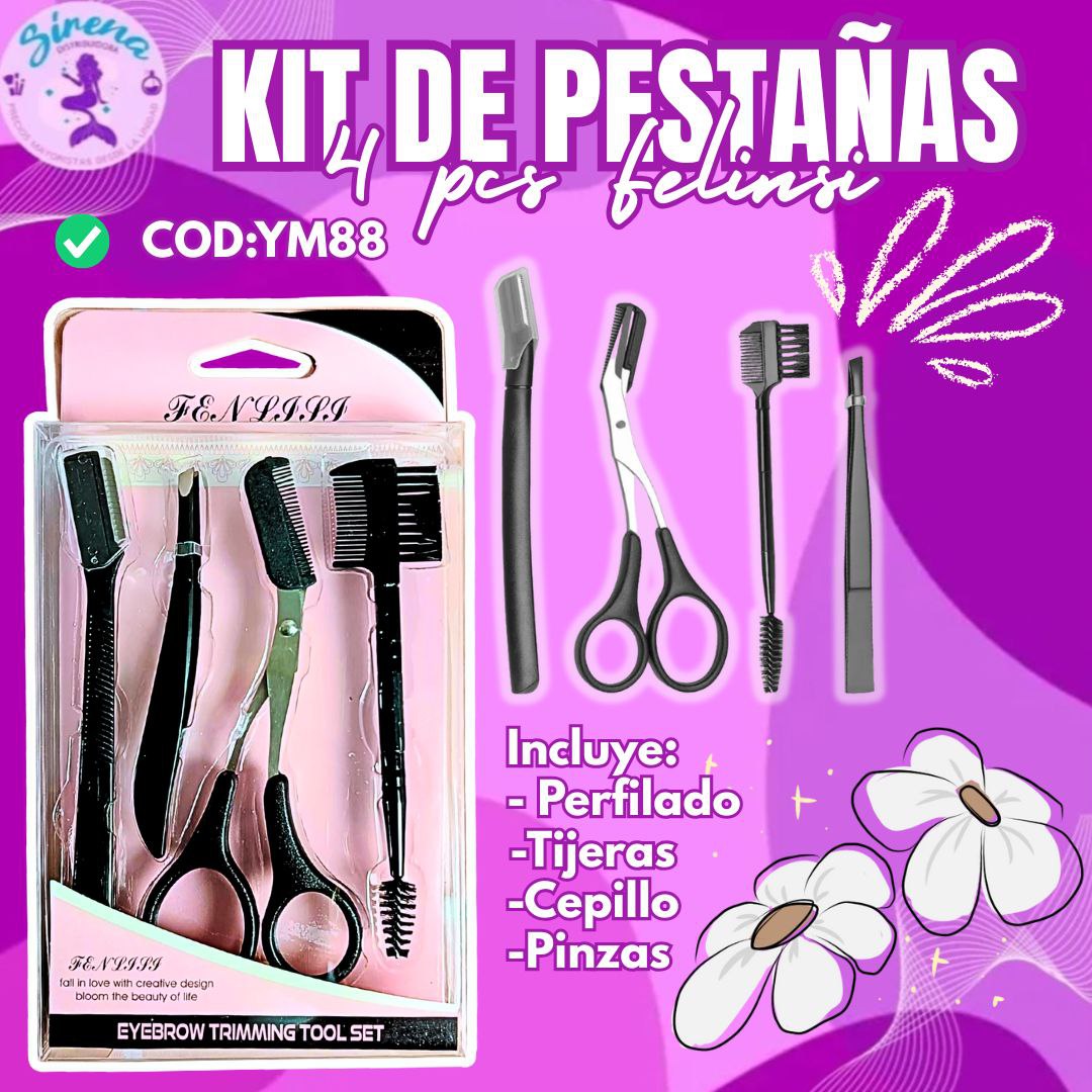 KIT DE PESTAÑAS Y CEJAS 4 PCS FELINISI COD: YM-88